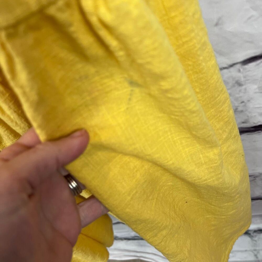 Billabong Yellow Cotton Puff Sleeve Tiered Midi Dress Size L Boho Cottagecore - Picture 9 of 11